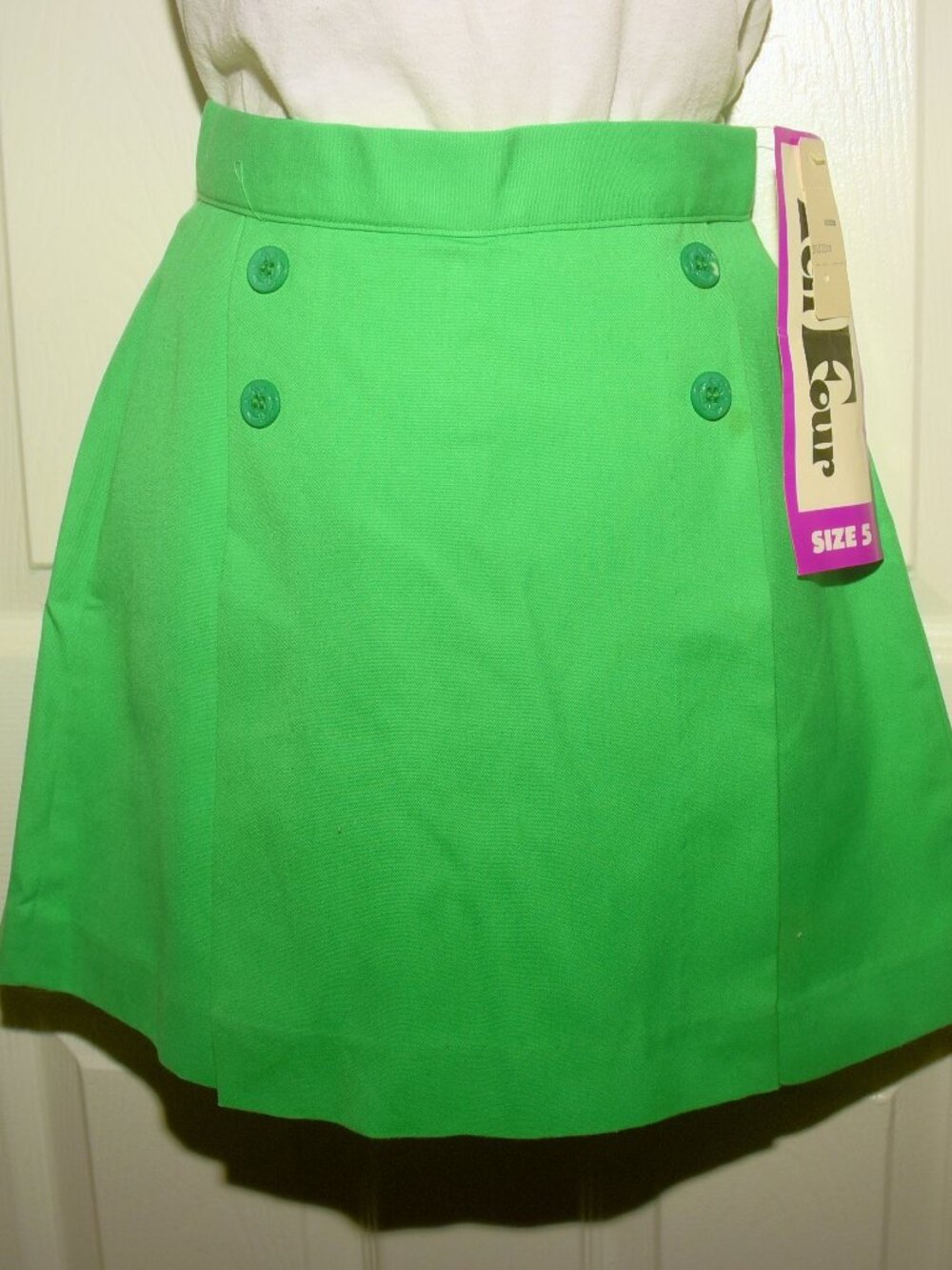 VTG 70s Kelly Green Cotton Blend Short Culotte XXS by Ten Four Deadstock w/ Tags